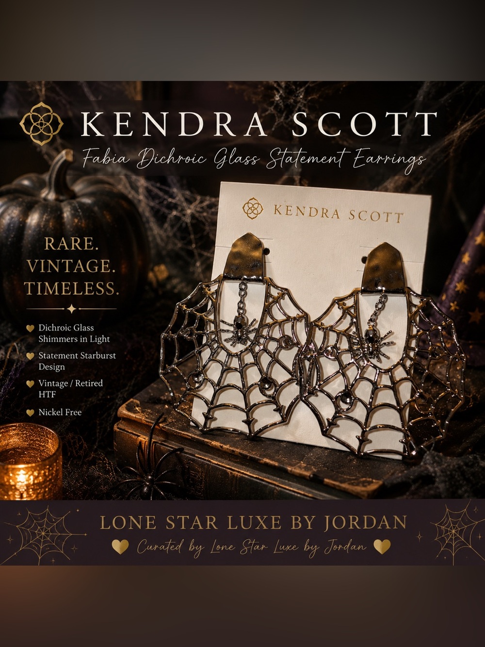 Kendra Scott Halloween Spiderweb Statement Earrings 🕷️🕸️ | Rare Vintage